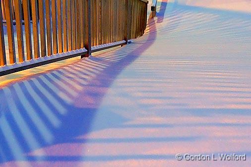 Railing Shadows On Snow_05139-40.jpg - Photographed along the Rideau Canal Waterway at Smiths Falls, Ontario, Canada.